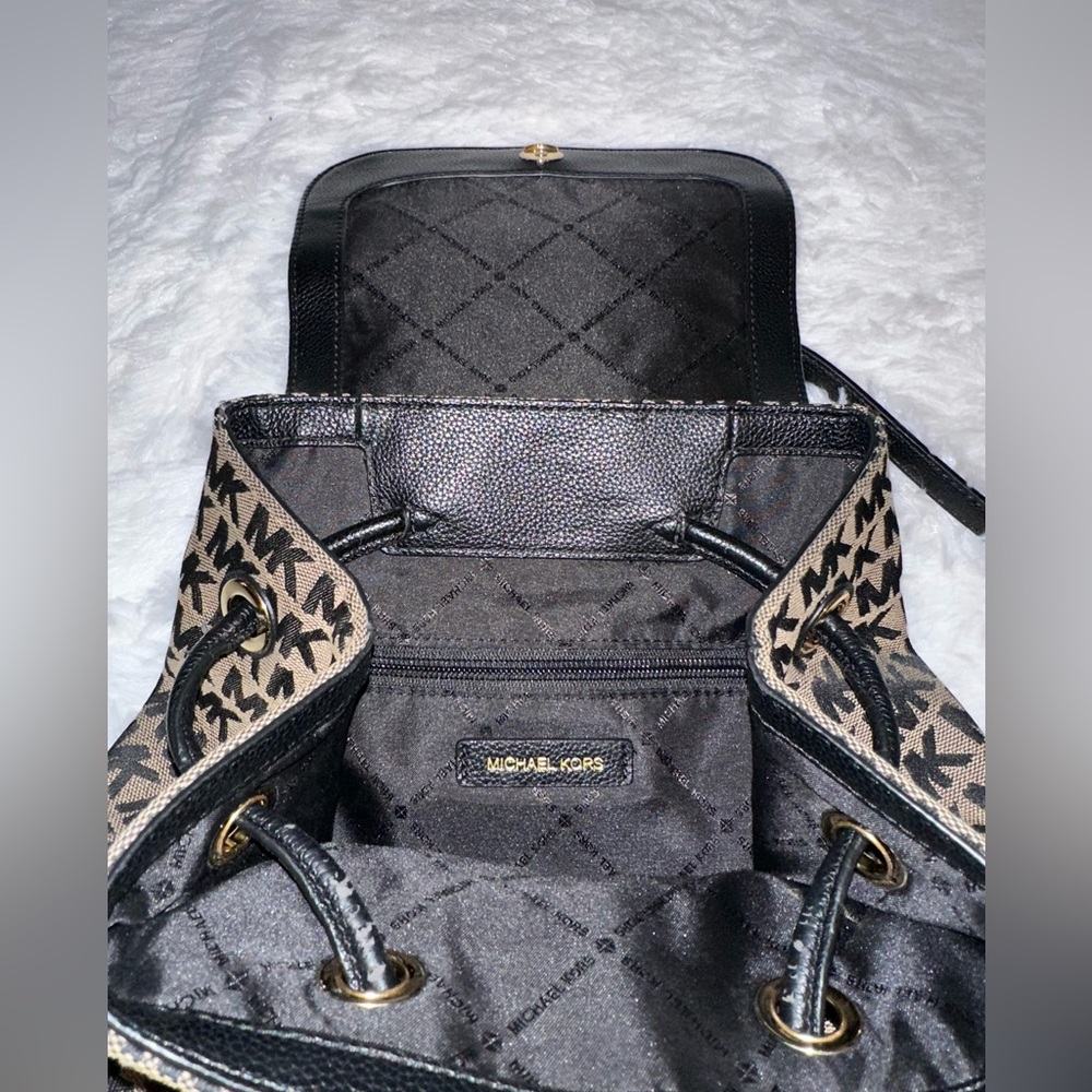 Michael Kors Black and Brown MK Logo Backpack - Picture 5 of 5